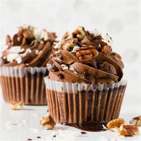 German Chocolate Cupcakes Filled with German Chocolate Frosting