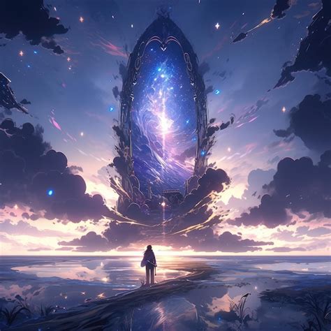 Premium AI Image | portal gate landscape anime futuristic illustration mystical fantasy art ...