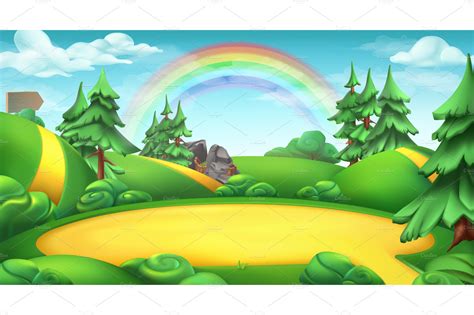 Nature landscape vector background ~ Illustrations ~ Creative Market