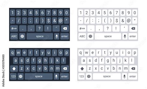 Phone keyboard mockup, qwerty keypad alphabet buttons and numbers in ...