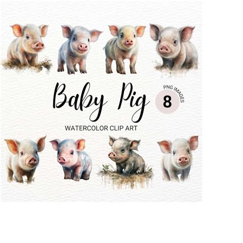 Baby Pig Clipart | Piglet PNG | Cute Pig | Baby Animals Prin - Inspire Uplift