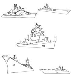 Naval warship silhouettes Royalty Free Vector Image