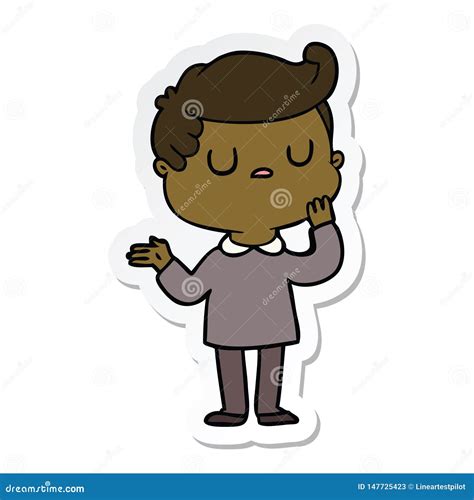 Sticker of a Cartoon Man Wondering Stock Vector - Illustration of arrogant, drawn: 147725423