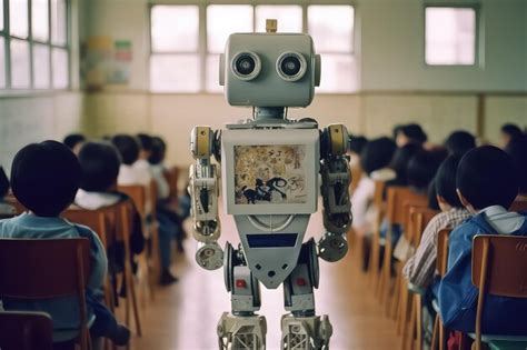 Premium Photo | Robot teacher teaches a lesson at school AI