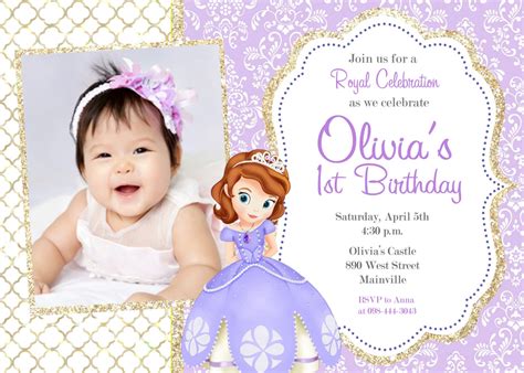 Sofia the First Birthday Party Invitation Digital File