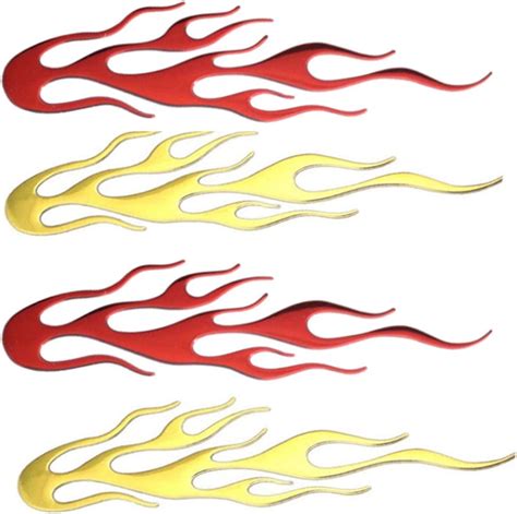 Amazon.com: 4 Pack Flame Decals, Simulation Red Yellow Flame Sticker Fits for All Car Motorcycle ...