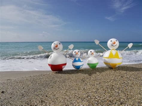 Snowman beach vacation stock photo. Image of happiness - 39975674