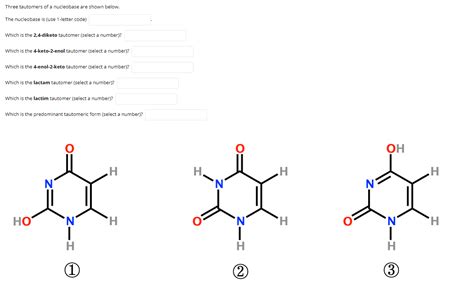 Solved Three tautomers of a nucleobase are shown below. The | Chegg.com