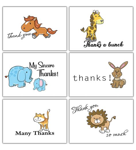 Creanoso Thank You Cards Ã¢â‚¬â€œ Cute Animal Theme Design (12-Pack) Ã