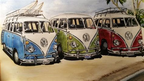 VW Bulli T1 mal drei - Bulli, Bunt, Lutz lila, Vw kleintransporter von ...