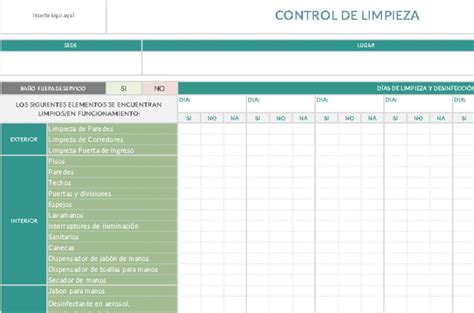 Plantilla Excel: Limpieza de Baños (Descargar Gratis)