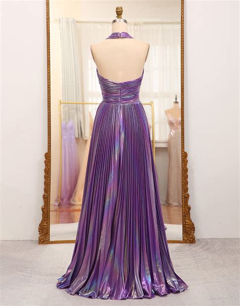 Dressself Women Dark Purple A Line Long Prom Dress With Side Slit Party ...