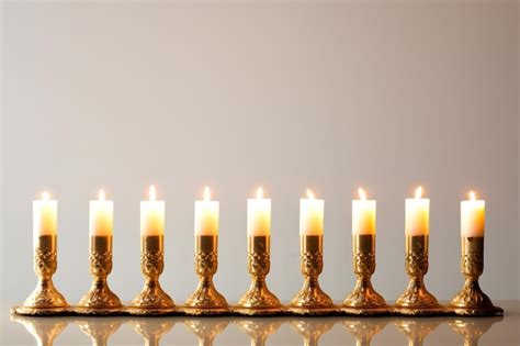 Premium AI Image | golden Hanukkah menorah with lit candles