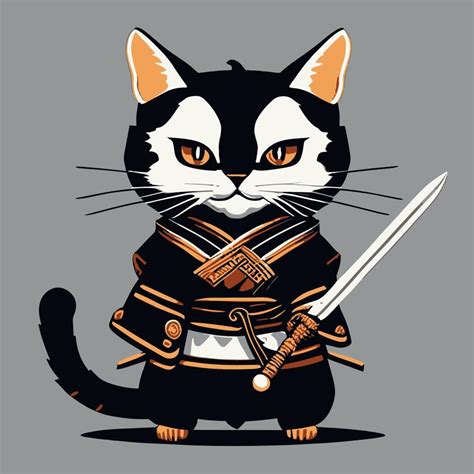 Black Samurai Cat 21216916 Vector Art at Vecteezy