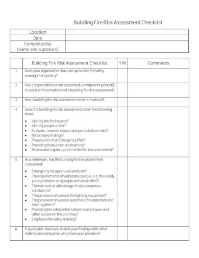 FREE 10+ Fire Risk Assessment Checklist Samples [ Safety, Audit, Review ]