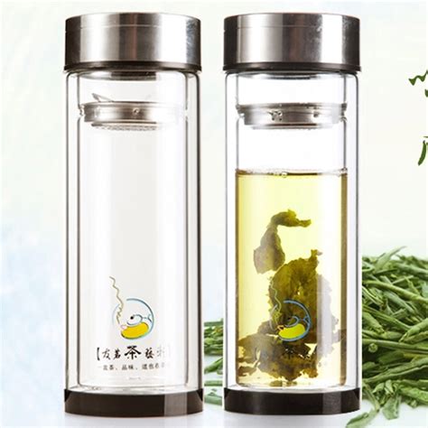 Tea Leaf Double-Walled Glass Tea Water Bottle Dn-174 - China Water Bottle and Glass Tea Bottle price