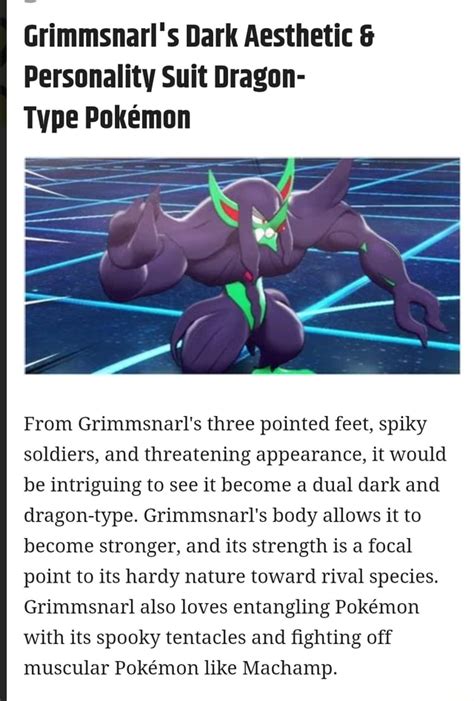 Grimmsnarl's Dark Aesthetic & Personality Suit Dragon- Type Pokemon ...