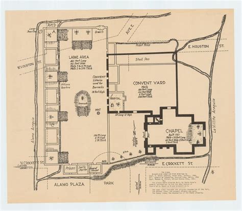 Map of the Alamo showing the "Ground plan compiled from drawings by ...