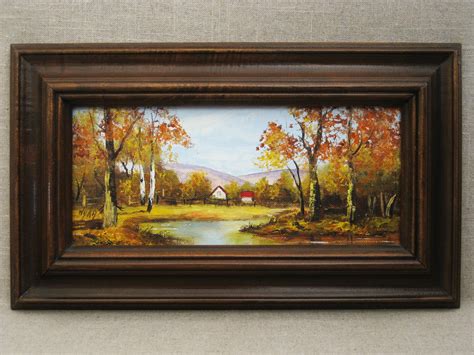 Vintage Landscape Painting, Framed Original Fine Art, Fall, Four Seasons