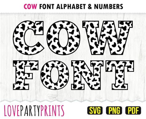 COW PRINT Font SVG Png en Pdf bestanden 300dpi Hoge - Etsy België