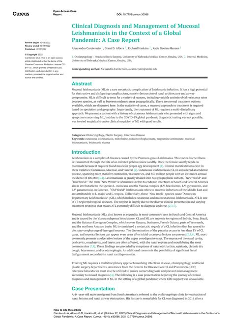 (PDF) Clinical Diagnosis and Management of Mucosal Leishmaniasis in the ...