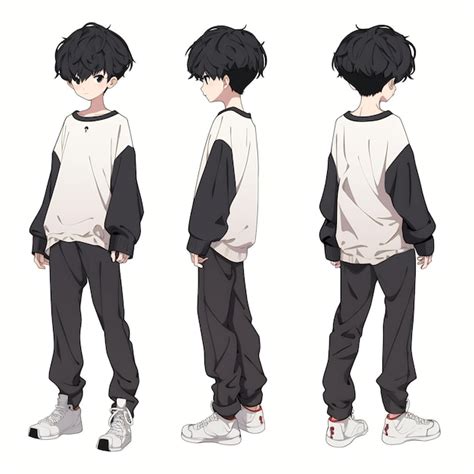 Premium Photo | Trendy Anime Boy Character Turnaround Concept Art Sheet ...