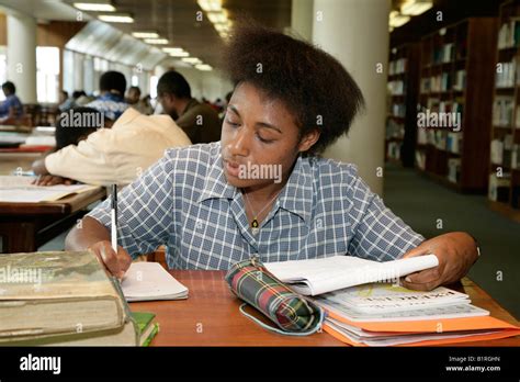 Students at the university library, Goroka, Papua New Guinea Stock Photo, Royalty Free Image ...