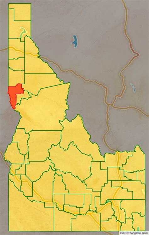 Map of Nez Perce County, Idaho - Thong Thai Real