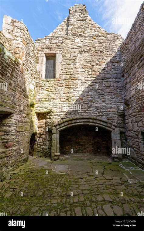 Interior of Craigmillar Castle. Part of Outlander was filmed here. Edinburgh, Scotland, UK Stock ...