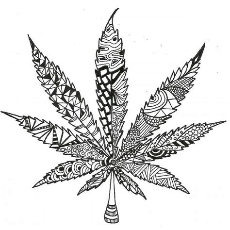 Pot Leaf Sketch at PaintingValley.com | Explore collection of Pot Leaf ...