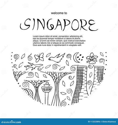 Culture of Singapore. stock illustration. Illustration of symbol - 113223896