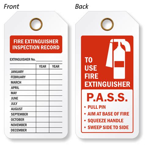 Monthly Fire Extinguisher Inspection Tags