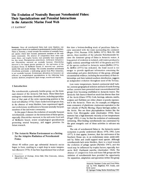 (PDF) The Evolution of Neutrally Buoyant Notothenioid Fishes: Their Specializations and ...