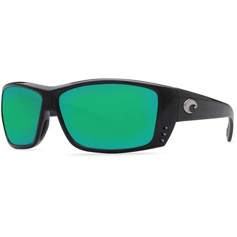 Costa Cat Cay Sunglasses Shiny Black/Green Mirror 580G - TackleDirect