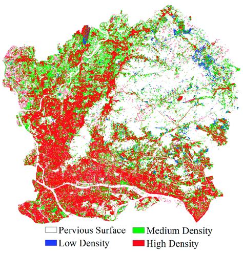 Surface classification map of pervious (white) and impervious surfaces:... | Download Scientific ...