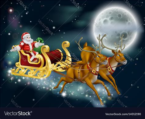 Santa on delivering gifts on christmas eve Vector Image