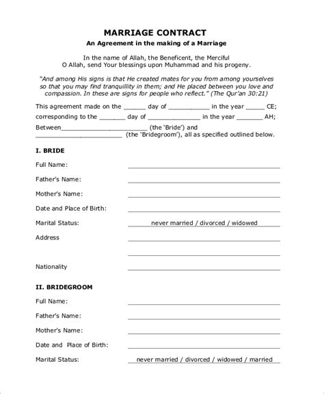 FREE 12+ Sample Marriage Contracts in MS Word | PDF | Pages