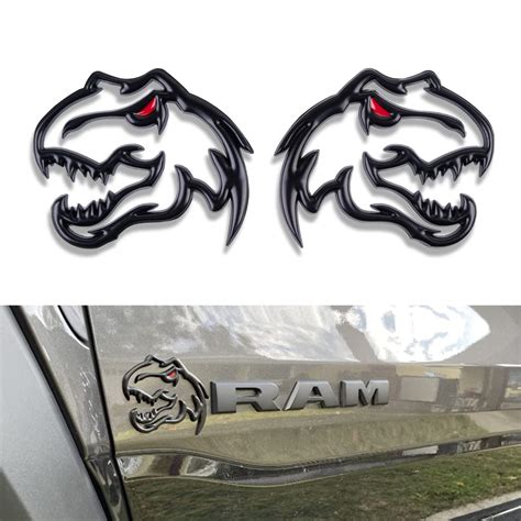 Buy Dinosaur Emblem for T-Rex TRX Dodge RAM 1500 2500 3500 Charger Challenger (Black) Online at ...