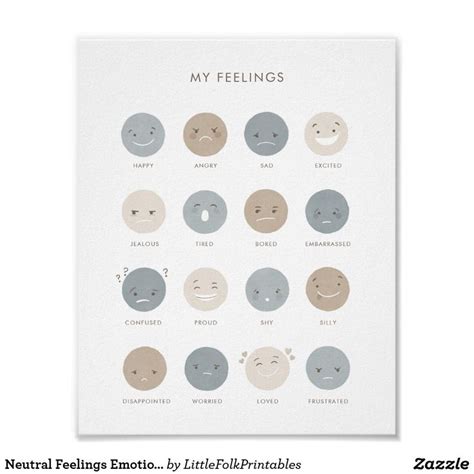 Neutral Feelings Emotions Chart Classroom Decor | Zazzle in 2022 ...