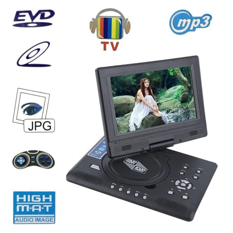 FJD 998 Portable 9 Inch TFT LCD Screen Mobile DVD Player Digital Multimedia Player 270 Degree ...