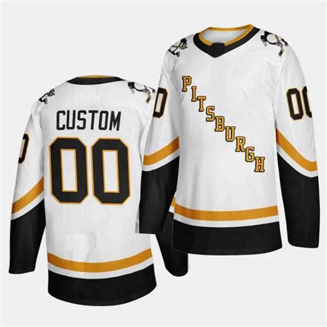 Men's Pittsburgh Penguins Custom White 2020-21 Reverse Retro Jersey