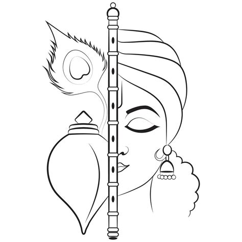 krishna ji line art vector illustration 13724720 Vector Art at Vecteezy