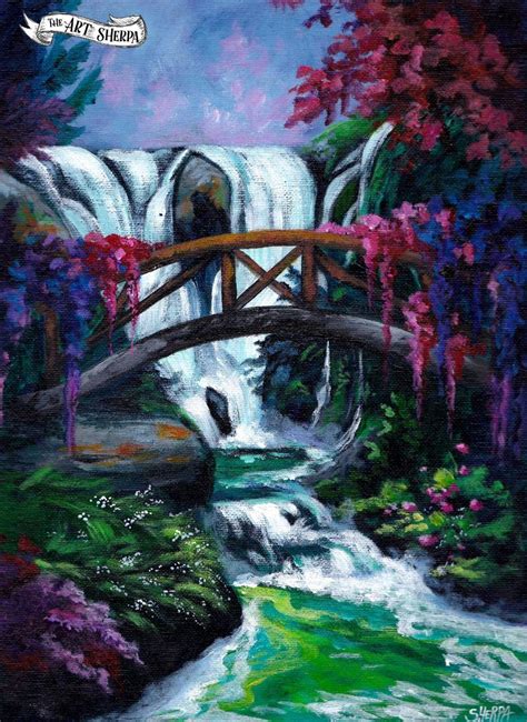 Waterfall Garden Easy Acrylic Painting Tutorial For Beginners Step By Step | The Art Sherpa