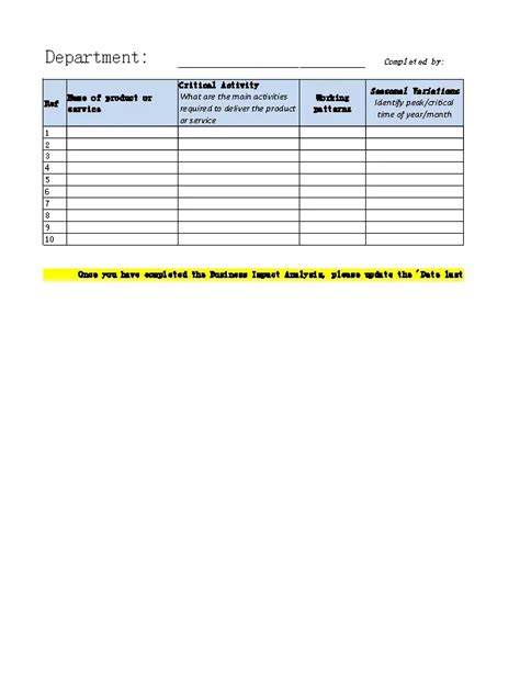 Business Impact Analysis Template Excel - PDFSimpli