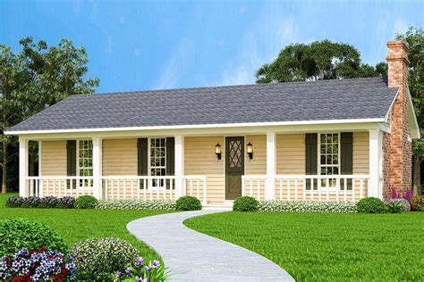 Plan 55205BR: Simple House Plan with One-Level Living and Cathedral Beamed Ceiling | Ranch style ...