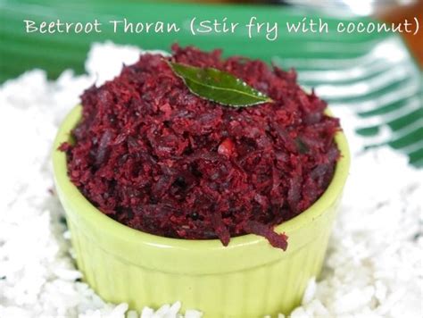 Beetroot Thoran/Upperi (Beetroot Stir Fry with Coconut and Spices, Kerala Style)