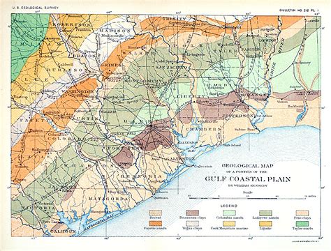 Geological Map...Gulf Coastal Plain c 1903 - Dept Interior [M-12650] - $0.00 : Antique ...