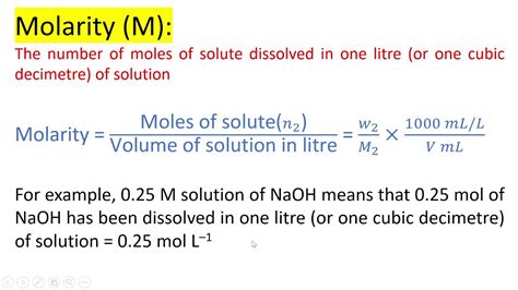 MOLARITY WITH EXAMPLE @ SOLUTIONS, CLASS-12, CHAPTER-2 - YouTube