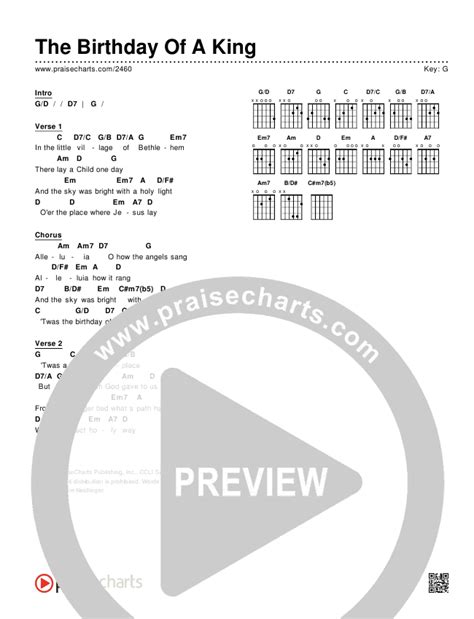 The Birthday Of A King Chords PDF ( / Traditional Carol / PraiseCharts) - PraiseCharts