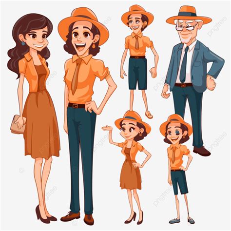 Role Model Vector, Sticker Clipart Cute Family Characters Standing And ...